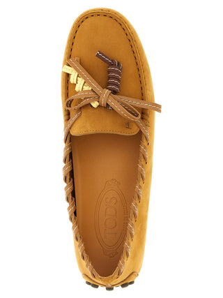 Tod's Woven-Trim Nubuck Tassel Loafers