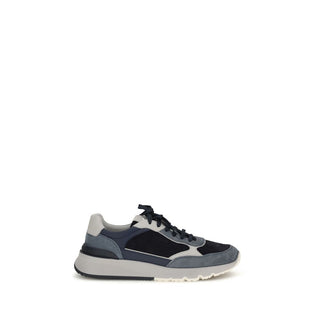 Brunello Cucinelli Blue Calf Leather Athletic Sneakers