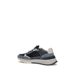 Brunello Cucinelli Blue Calf Leather Athletic Sneakers