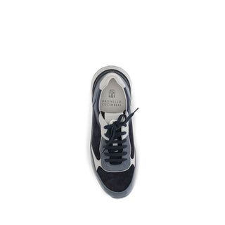 Brunello Cucinelli Blue Calf Leather Athletic Sneakers