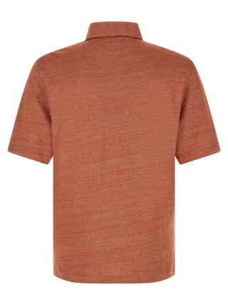 Brunello Cucinelli Orange Linen Polo Shirt
