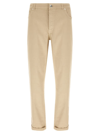 Brunello Cucinelli Beige Cotton Tapered Jeans