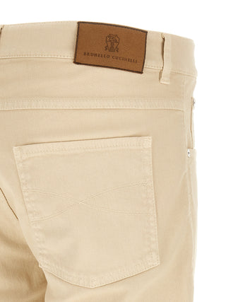 Brunello Cucinelli Beige Cotton Straight-Leg Jeans