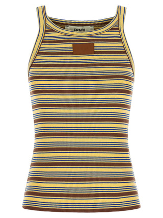Fendi Multicolor Cotton Sleeveless T-Shirt
