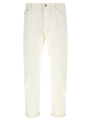 Brunello Cucinelli White Cotton Cropped Jeans