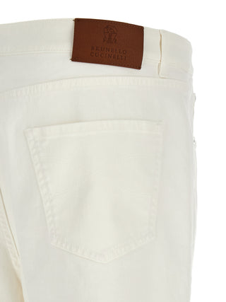 Brunello Cucinelli White Cotton Cropped Jeans