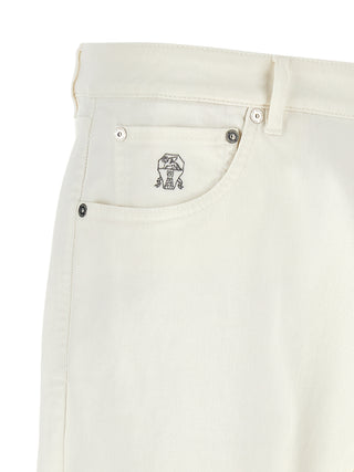 Brunello Cucinelli White Cotton Cropped Jeans