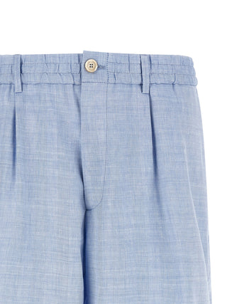 Brunello Cucinelli Blue Linen Bermuda Shorts