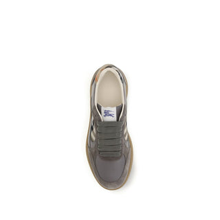 Burberry Gray Calf Leather Low Top Sneakers