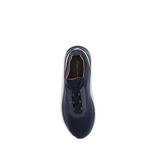Santoni Blue Fabric Athletic Sneakers