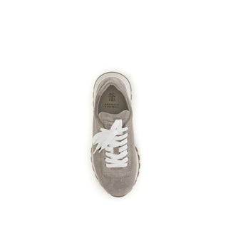 Brunello Cucinelli Blue Calf Leather Athletic Sneakers