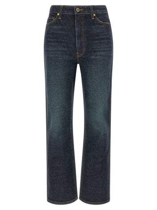 Khaite Blue Cotton Flared Jeans