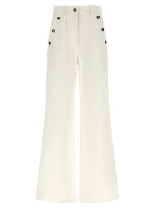 Max Mara White Cotton Flared Pants