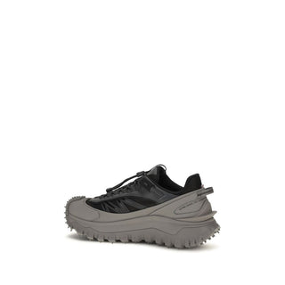 Moncler Gray Calf Leather Athletic Sneakers