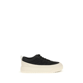 Moncler Black Calf Leather Athletic Sneakers