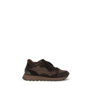 Brunello Cucinelli Black Calf Leather Athletic Sneakers