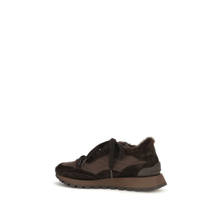 Brunello Cucinelli Black Calf Leather Athletic Sneakers