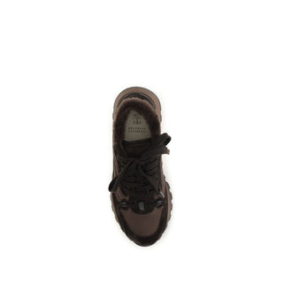 Brunello Cucinelli Black Calf Leather Athletic Sneakers