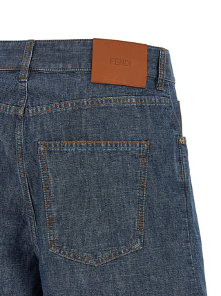 Fendi Blue Cotton Bermuda Shorts