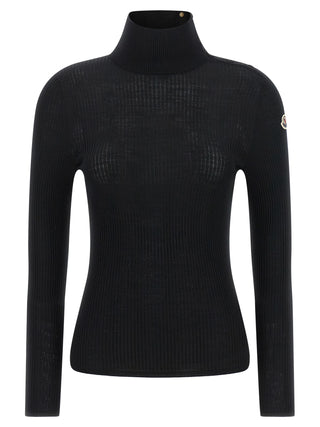 Moncler Black Virgin Wool Cardigan
