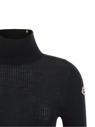 Moncler Black Virgin Wool Cardigan