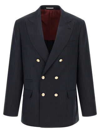 Brunello Cucinelli Blue Silk Blazer