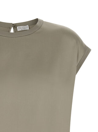 Brunello Cucinelli Bicolor Silk Blouse