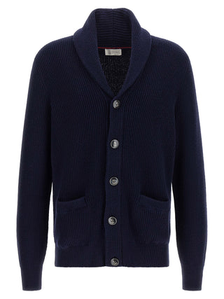 Brunello Cucinelli Blue Cotton Cardigan