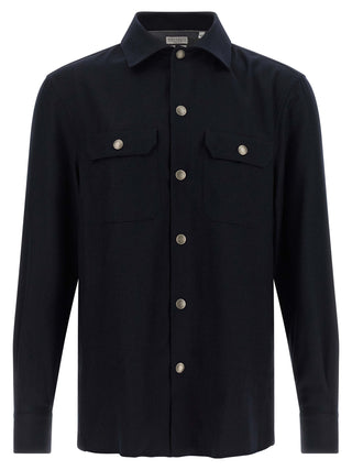 Brunello Cucinelli Blue Virgin Wool Blouse