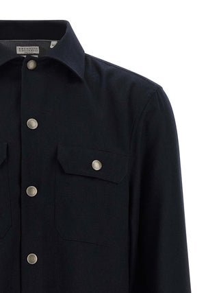 Brunello Cucinelli Blue Virgin Wool Blouse