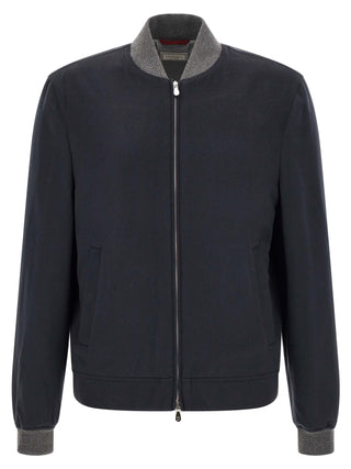 Brunello Cucinelli Blue Cashmere Bomber
