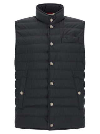 Brunello Cucinelli Blue Polyester Sleeveless Jacket