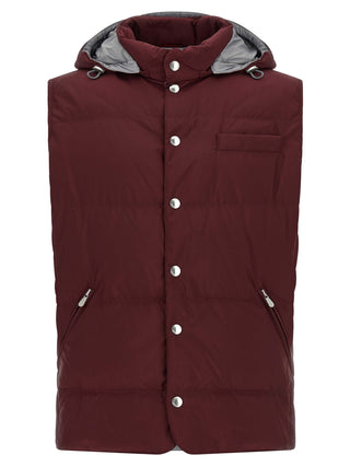 Brunello Cucinelli Bordeaux Polyester Sleeveless Jacket