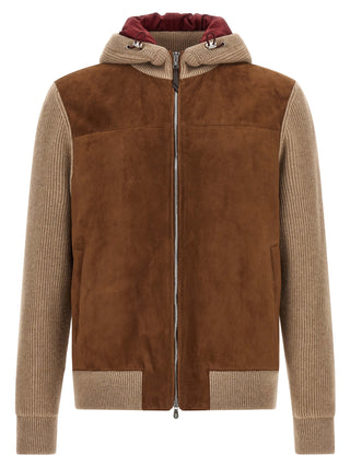 Brunello Cucinelli Brown Lamb Leather Bomber