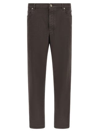 Brunello Cucinelli Brown Cotton Straight-Leg Jeans