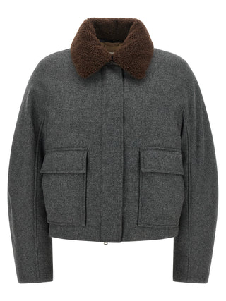 Brunello Cucinelli Gray Virgin Wool Full-Length Jacket