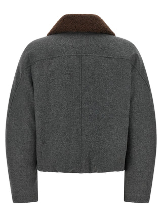 Brunello Cucinelli Gray Virgin Wool Full-Length Jacket