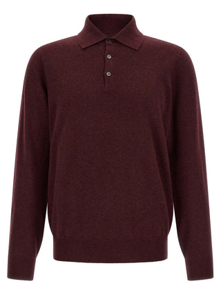 Brunello Cucinelli Bordeaux Cashmere Polo Shirt
