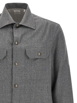 Brunello Cucinelli Gray Virgin Wool Blouse