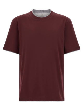 Brunello Cucinelli Bordeaux Cotton T-Shirt