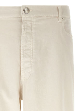 Brunello Cucinelli White Cotton Relaxed Fit Jeans