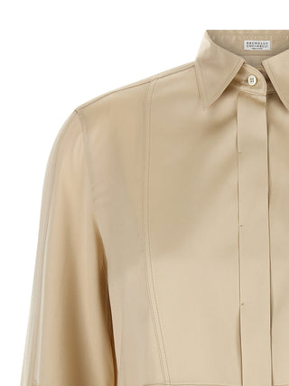 Brunello Cucinelli Beige Silk Blouse