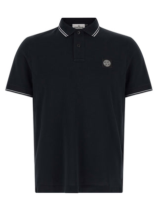Stone Island Blue Cotton Polo Shirt