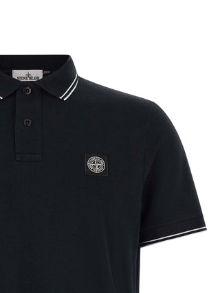 Stone Island Blue Cotton Polo Shirt