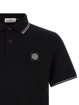 Stone Island Black Cotton Polo Shirt