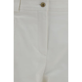 Max Mara White Cotton Cropped Pants