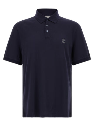 Brunello Cucinelli Blue Cotton Polo Shirt