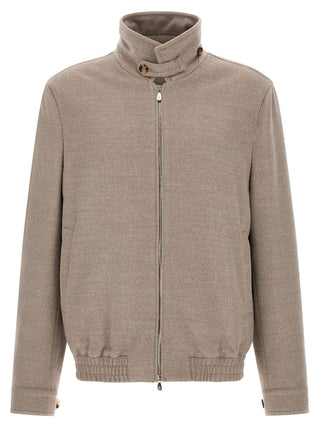 Brunello Cucinelli Beige Virgin Wool Bomber