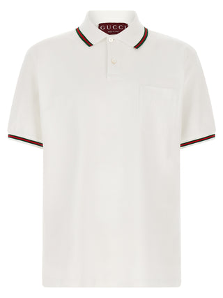 Gucci White Cotton Polo Shirt