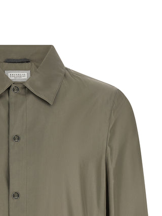 Brunello Cucinelli Bicolor Silk Full-Length Jacket